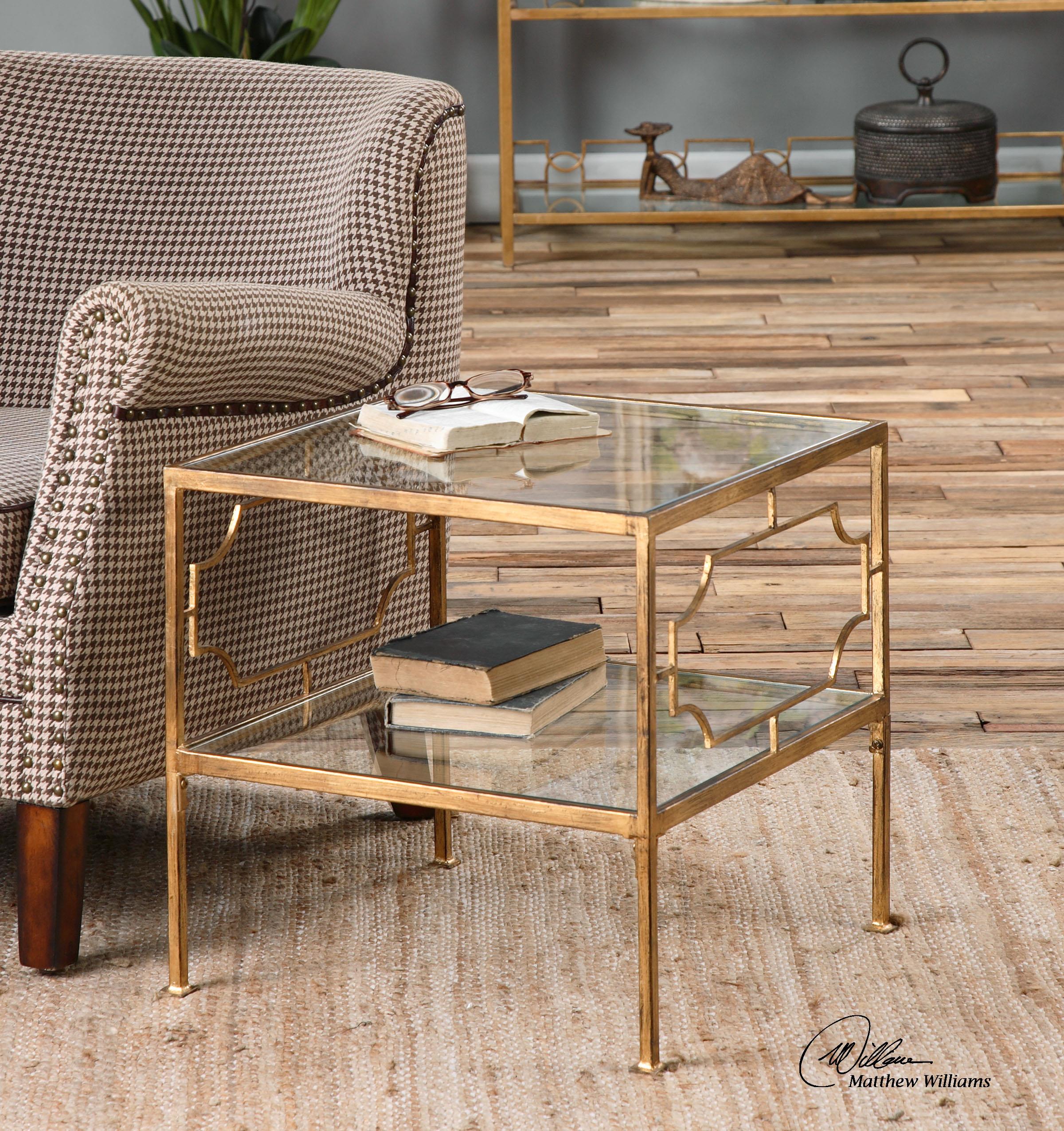 Uttermost Accent Furniture Occasional Tables 24477 Genell Gold Cube